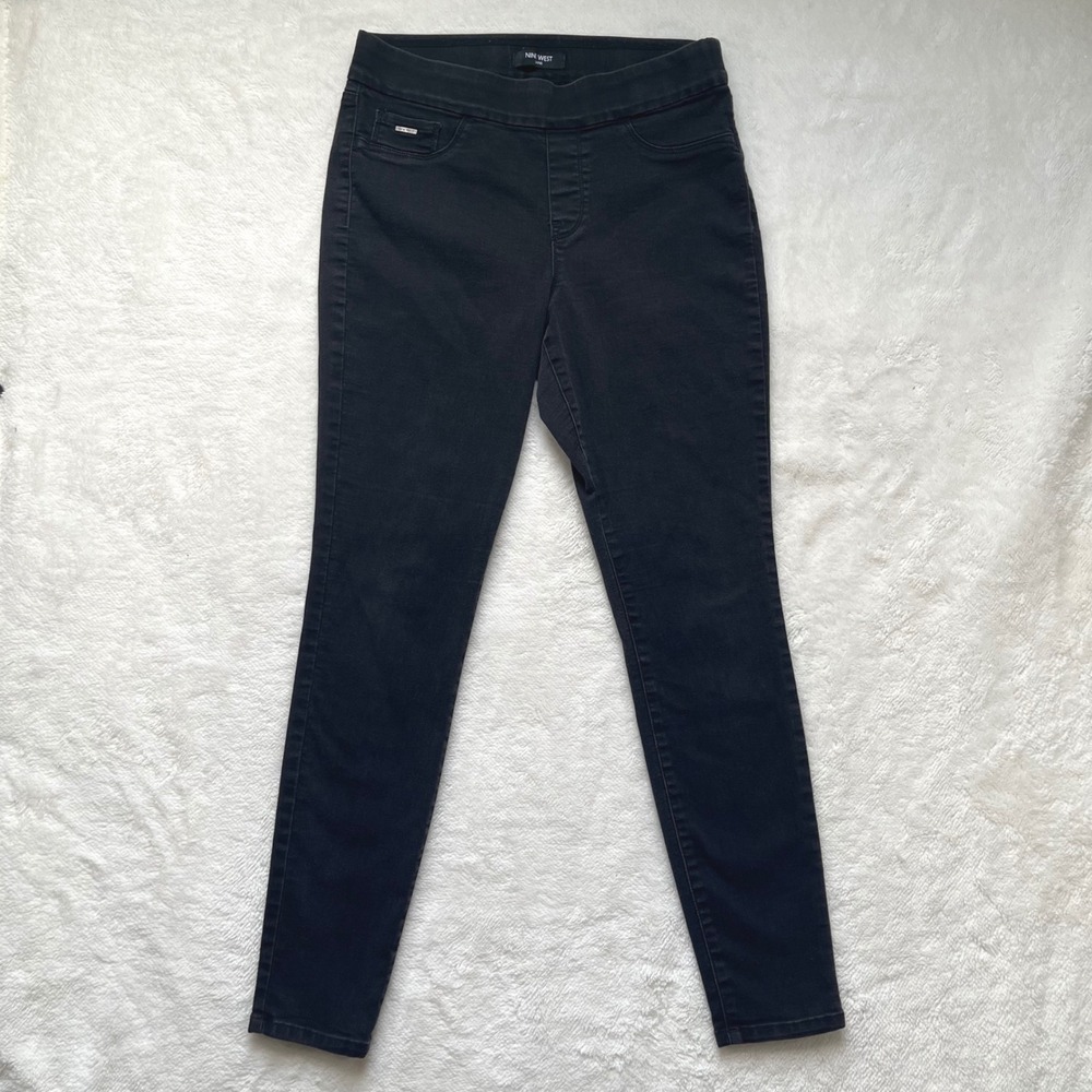 Nine West Pull-On Skinny Jeans Women Black High Rise Stretch Size 10
